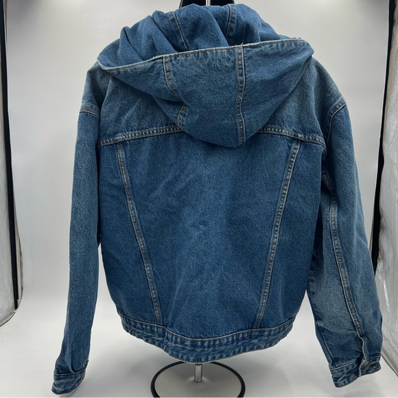 Wild Fable Womens Oversized Hooded Denim Jacket Medium Wash Blue Cotton M New - Picture 8 of 9